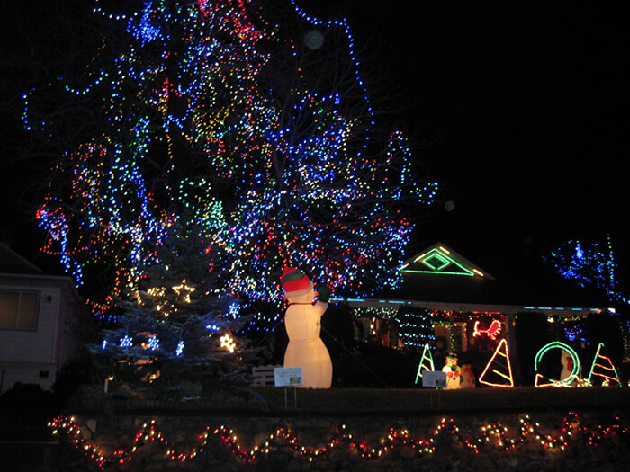 Beautiful Outdoor Christmas Lighting in Neighbourhood